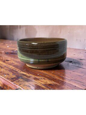 vintage am handthrown stoneware pottery beautiful earth tones planter bowl.